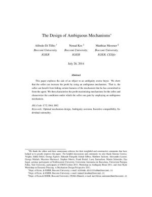 The Design of Ambiguous Mechanisms∗