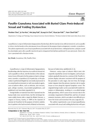 Paraffin Granuloma Associated with Buried Glans Penis-Induced Sexual and Voiding Dysfunction