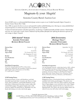 Magnum-Fy Your Alegría! Sonoma County Barrel Auction Lot