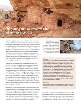 Integrating Cultural Resources and Wilderness Character