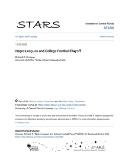 Negro Leagues and College Football Playoff