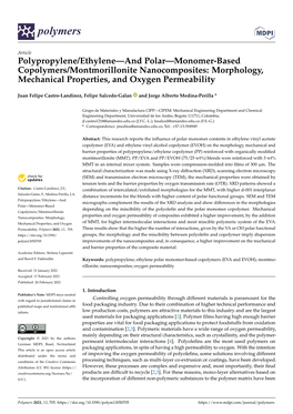 Polypropylene/Ethylene—And Polar—Monomer-Based Copolymers/Montmorillonite Nanocomposites: Morphology, Mechanical Properties, and Oxygen Permeability