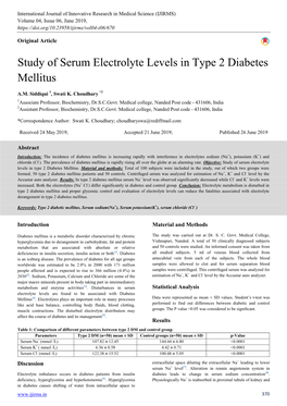 Study of Serum Electrolyte Levels in Type 2 Diabetes Mellitus