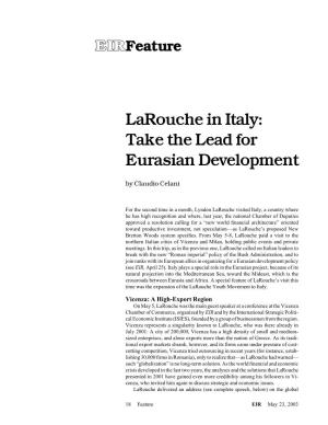 Larouche in Italy: Take the Lead for Eurasian Development