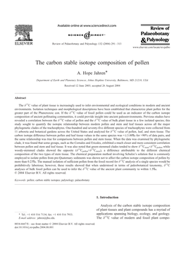 The Carbon Stable Isotope Composition of Pollen