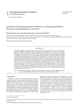 Evaluation of Fouling Prevention Methods in a Submerged Membrane Bioreactor Treating Domestic Wastewater