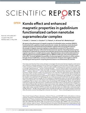 Kondo Effect and Enhanced Magnetic Properties in Gadolinium