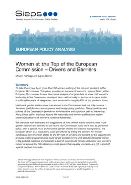 Women at the Top of the European Commission – Drivers and Barriers