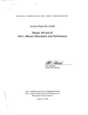 Part L Ranger VIII and IX Mission Description and Performance