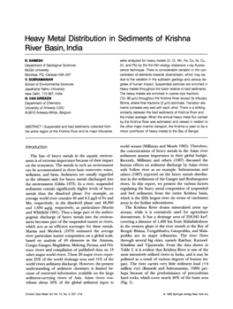 Heavy Metal Distribution in Sediments of Krishna River Basin, India