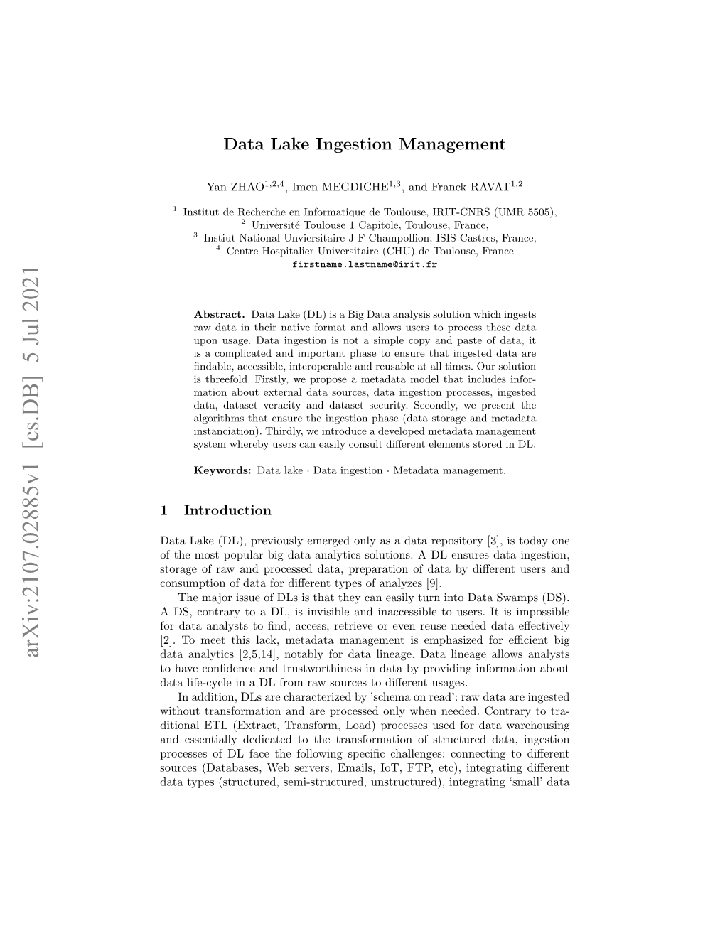 Data Lake Ingestion Management