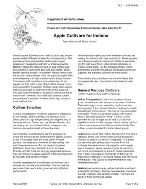 Apple Cultivars for Indiana