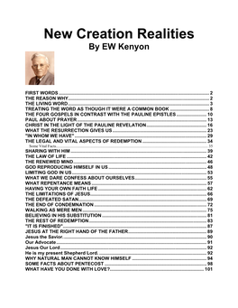 New Creation Realities by EW Kenyon