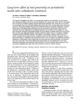 Effect of Root Proximity on R Orthodontic Treatment