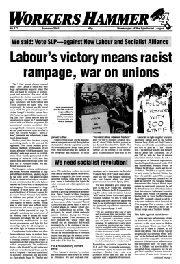 Labour's Victory Means Racist Rampage, War on Unions