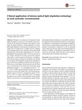 Clinical Application of Intense Pulsed Light Depilation Technology in Total Auricular Reconstruction