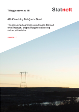 Tilleggsssøknad IIII 420 Kv-Ledning Balsfjord