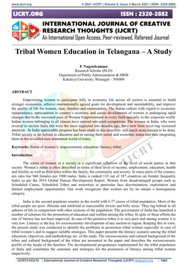 Tribal Women Education in Telangana – a Study
