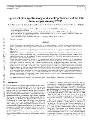 Arxiv:2002.08690V1 [Astro-Ph.EP] 20 Feb 2020 Observations Or Through Lunar Eclipses