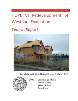 HOPE VI Redevelopment of Westpark Evaluation