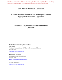 2007 Natural Resources Legislation
