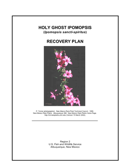Holy Ghost Ipomopsis Recovery Plan October 2002