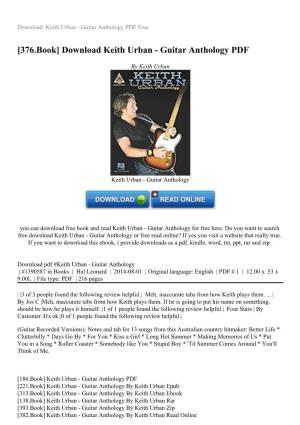Download Keith Urban - Guitar Anthology PDF