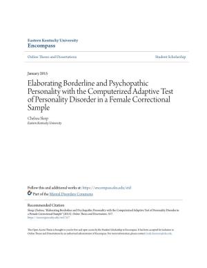 Elaborating Borderline and Psychopathic Personality with the Computerized Adaptive Test of Personality Disorder in a Female Corr