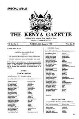Published by the Authority of the Republic of Kenya (Registered As a Newspaper at the G.P.O.)