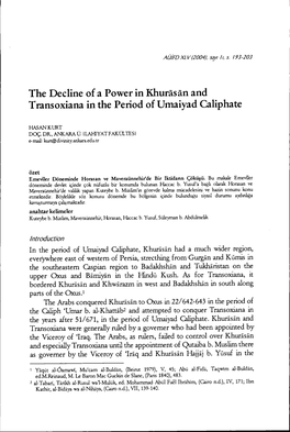 The Decline of a Power in Khurasan and Transoxiana in the Period of Umaiyad Caliphate