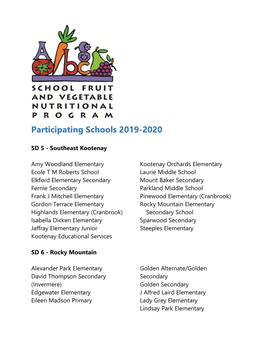 Participating Schools 2019-2020