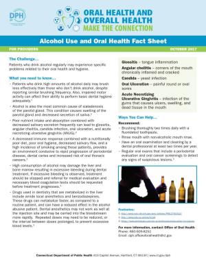 Alcohol Use and Oral Health Fact Sheet for PROVIDERS OCTOBER 2017