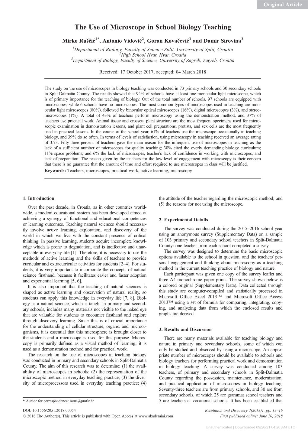 The Use of Microscope in School Biology Teaching