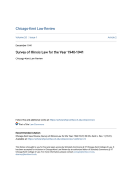 Survey of Illinois Law for the Year 1940-1941