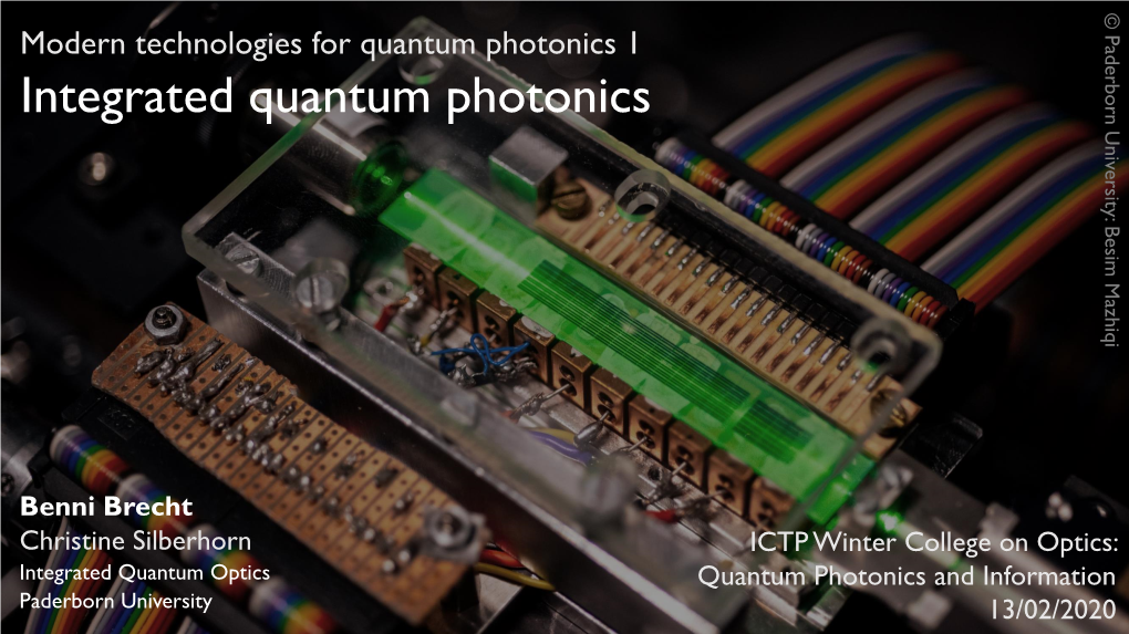 Integrated Quantum Photonics