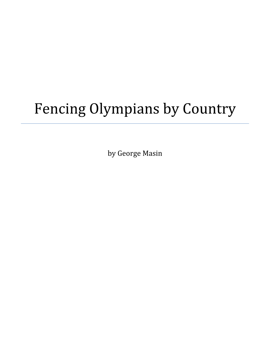 Fencing Olympians by Country