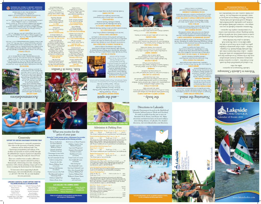 2019 Calendar of Events Brochure