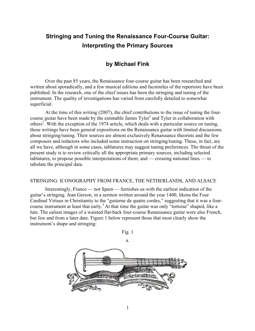 Stringing and Tuning the Renaissance Four-Course Guitar: Interpreting the Primary Sources