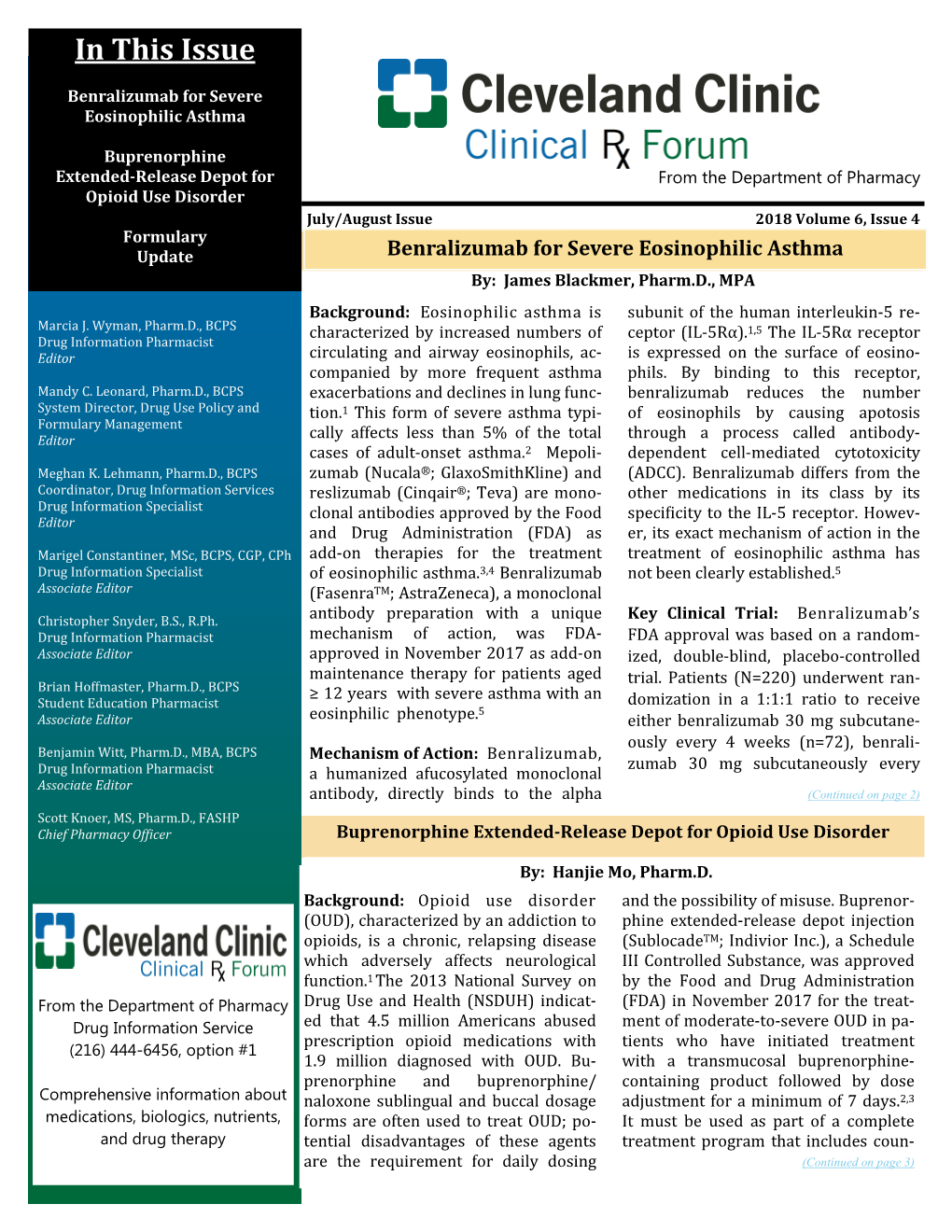 July August 2018 Clinical Rx Forum Newsletter.Pub