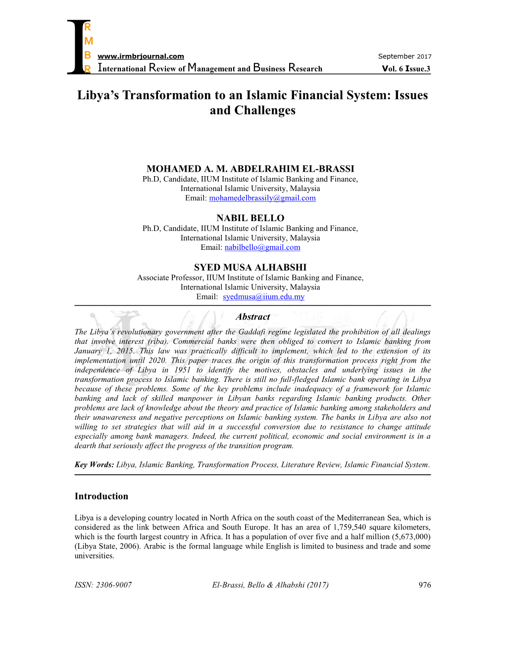 Libya's Transformation to an Islamic Financial System: Issues And