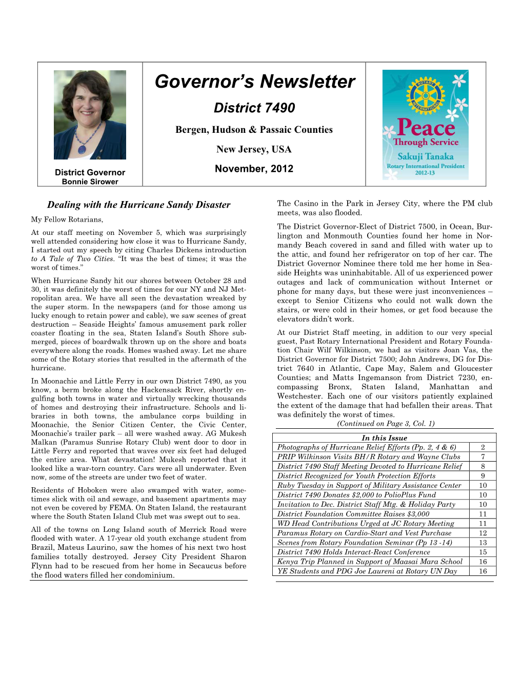 Governor's Newsletter