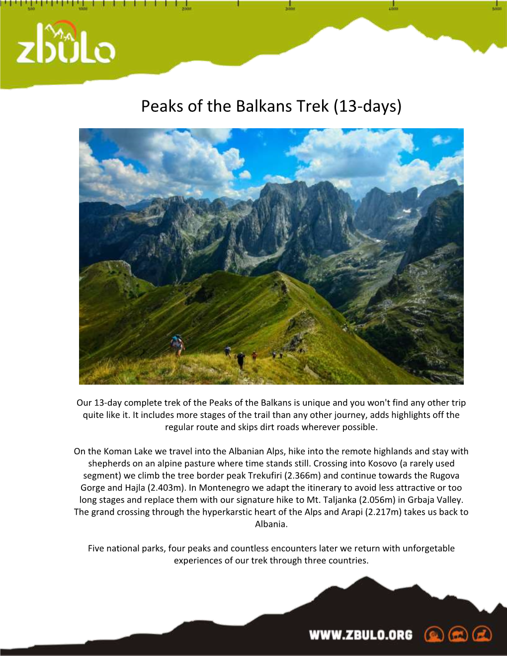 Peaks of the Balkans Trek (13-Days)