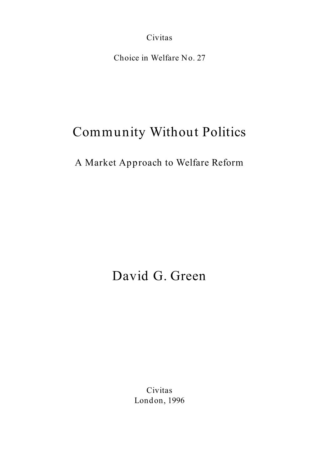 Community Without Politics