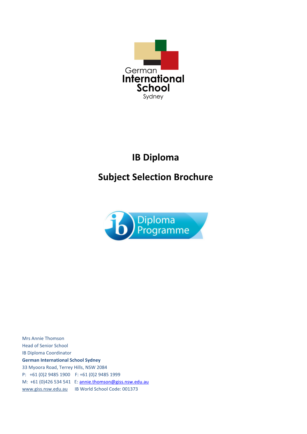 IB Diploma Subject Selection Brochure