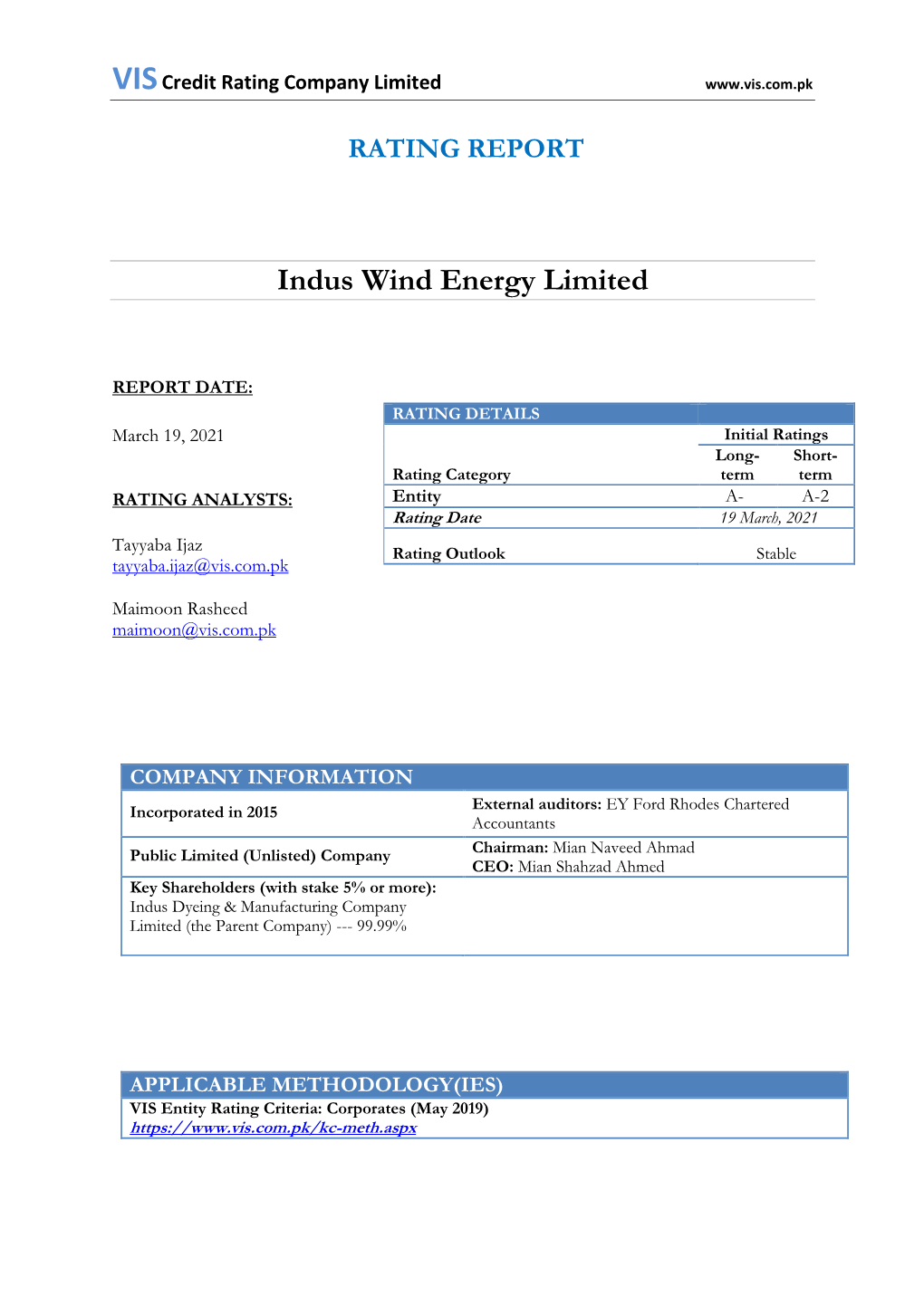 Indus Wind Energy Limited
