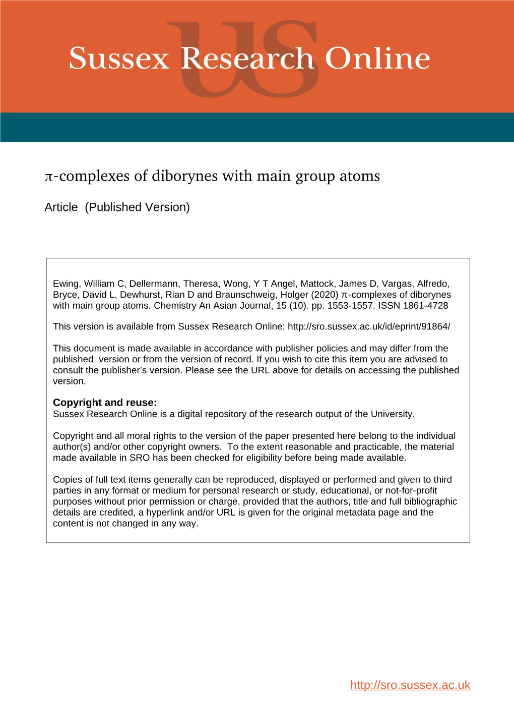 Π‐Complexes of Diborynes with Main Group Atoms