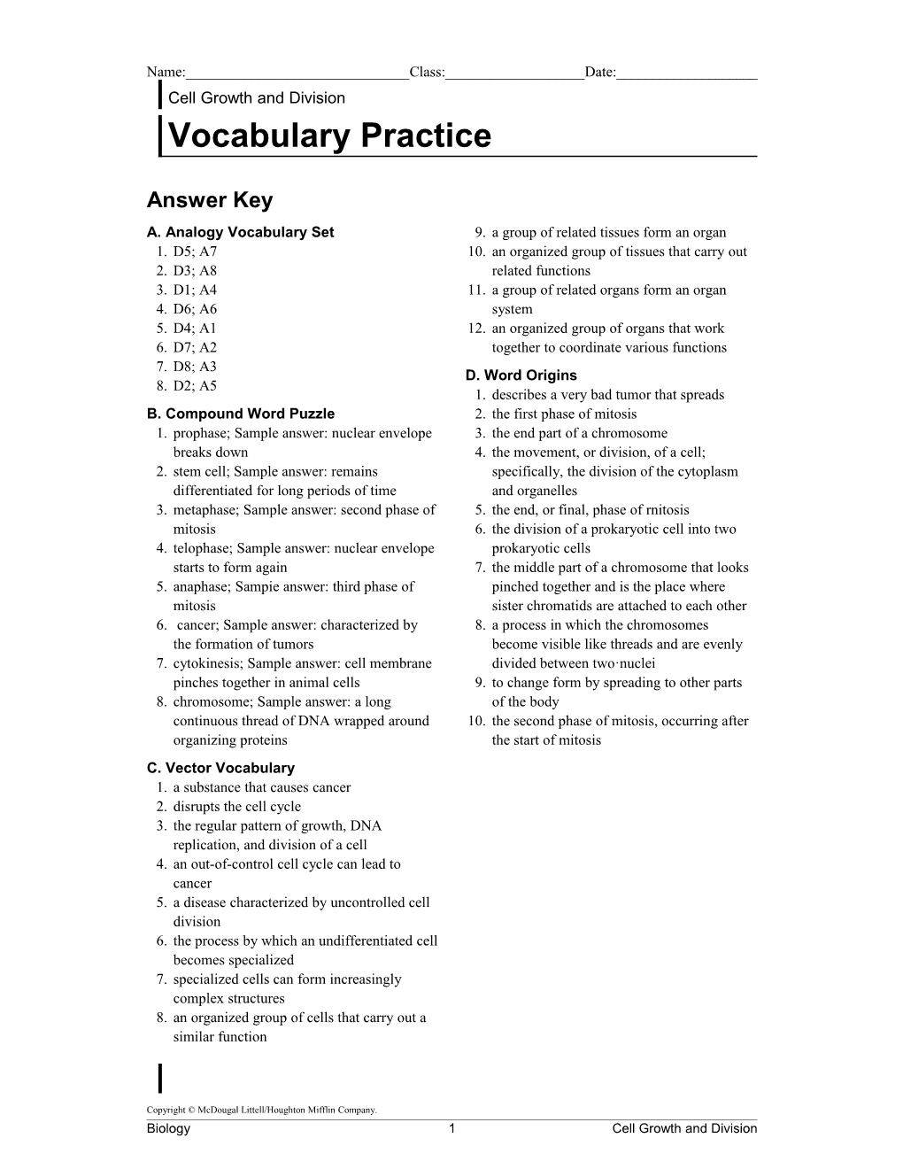 Cell Growth and Division