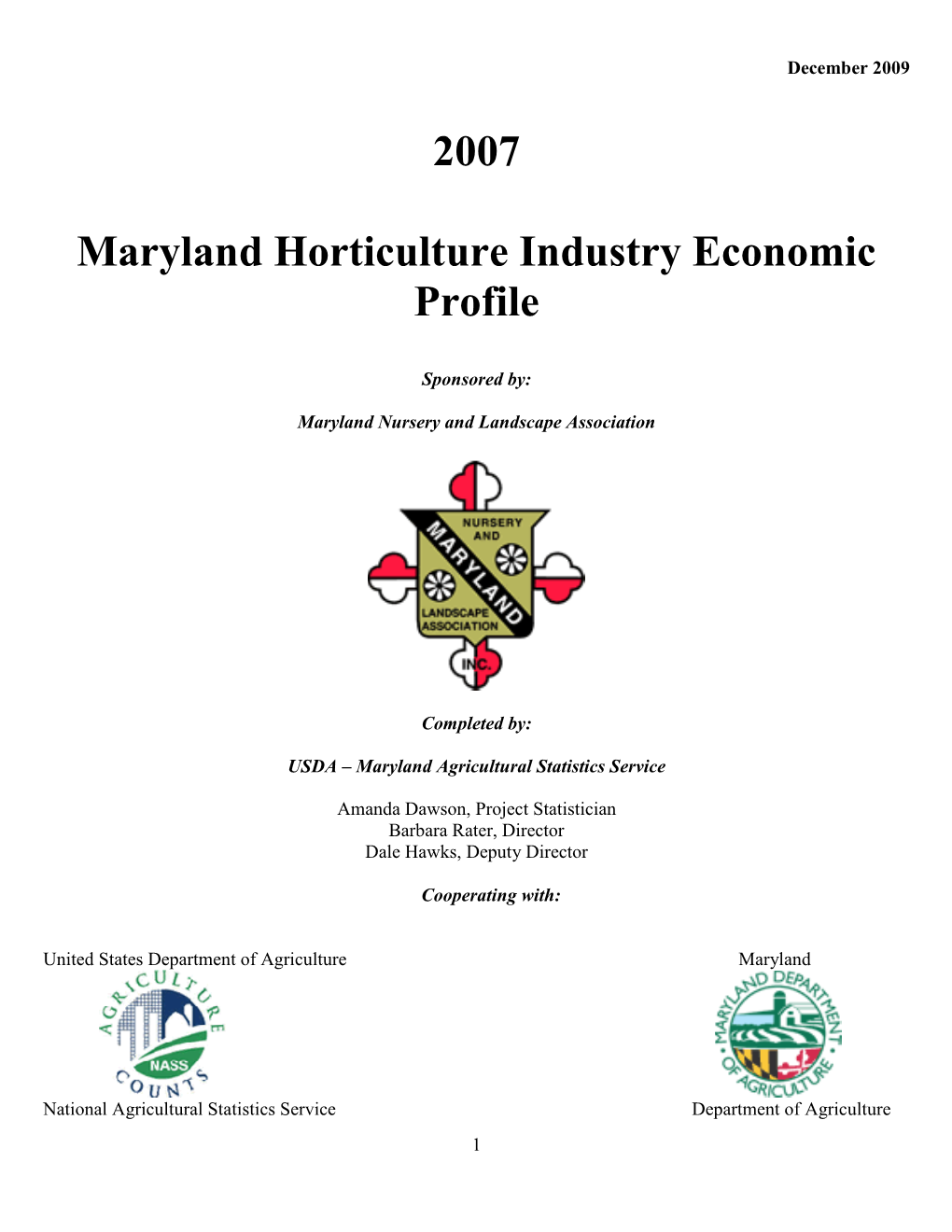 2007 Maryland Horticulture Industry Economic Profile