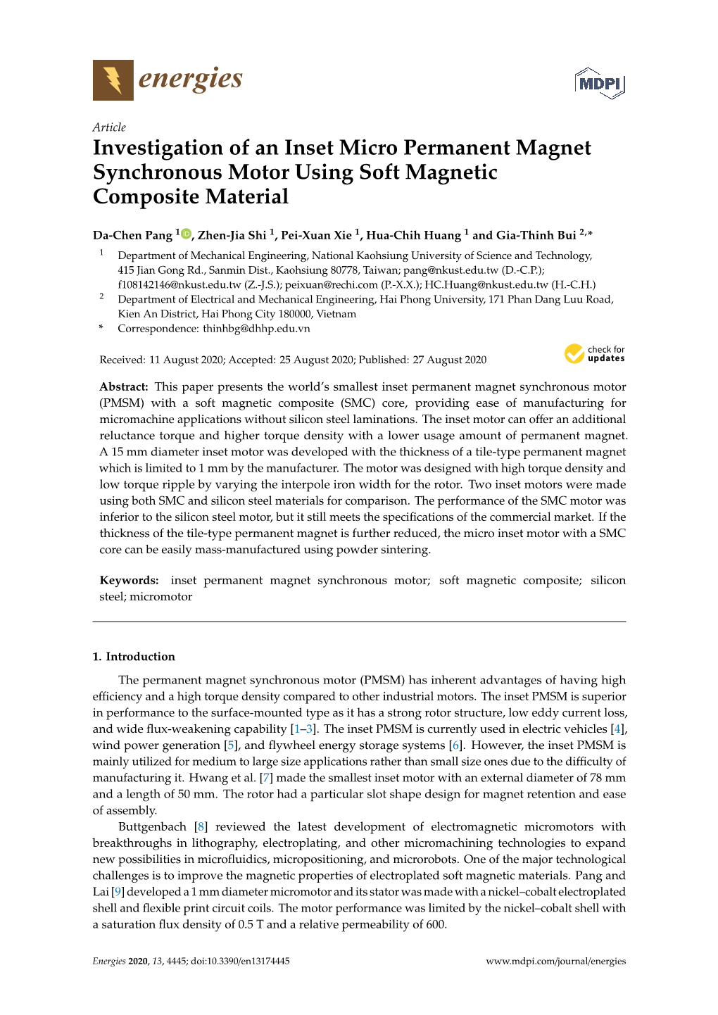 Investigation of an Inset Micro Permanent Magnet Synchronous Motor Using Soft Magnetic Composite Material