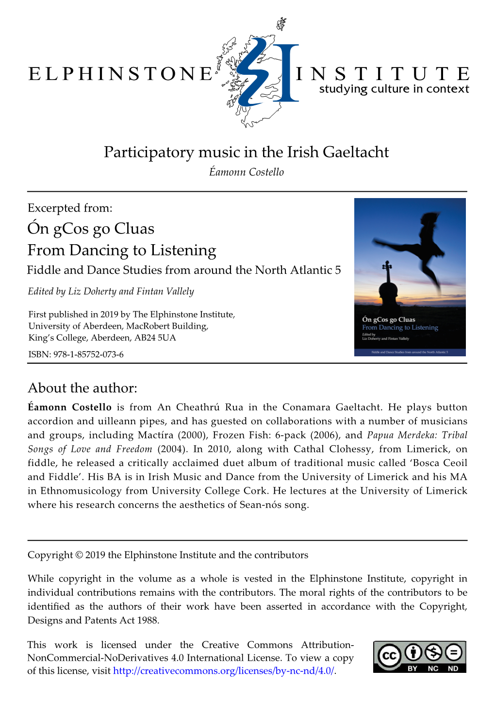 Participatory Music in the Irish Gaeltacht Éamonn Costello